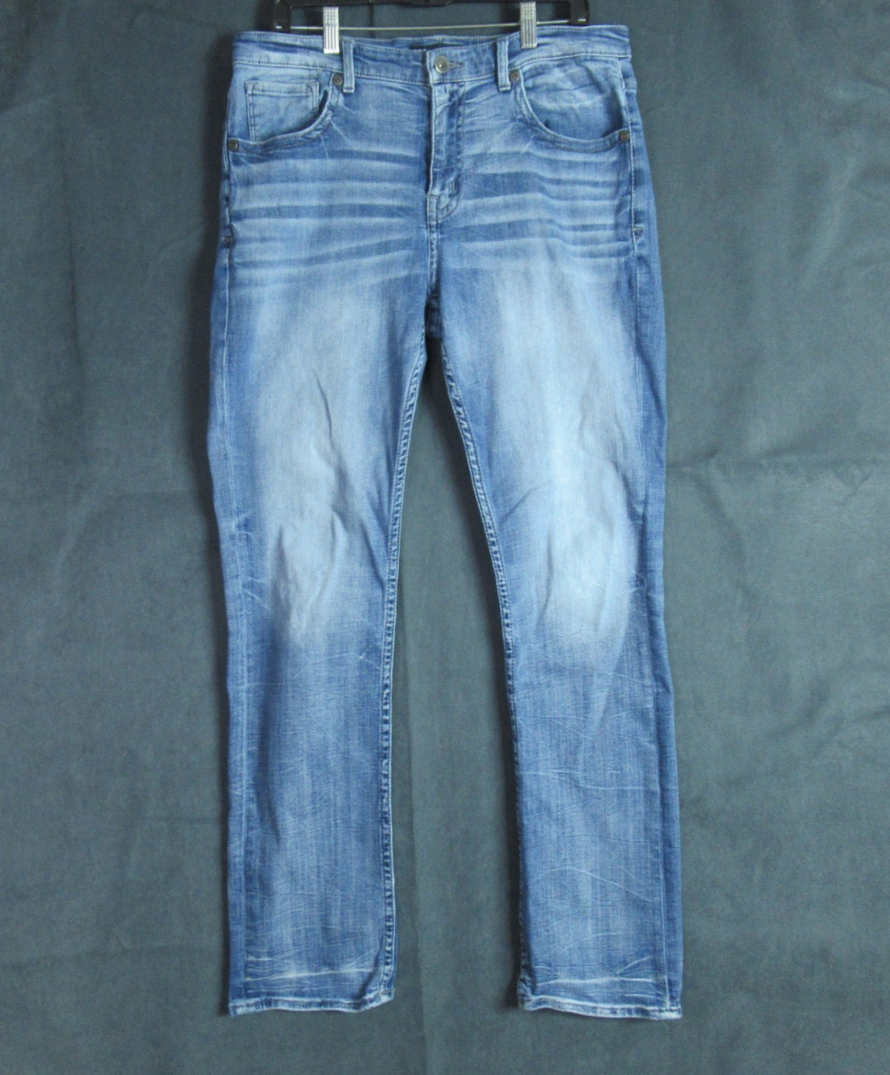 Buckle BKE Tyler Denim Jeans Mens 36x36 Blue Distressed Western Rocker Stretch